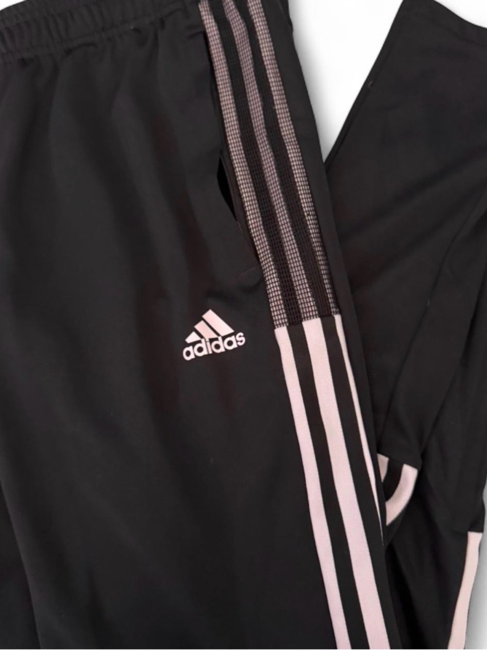 Adidas Black Sweatpants with Pink Stripe Accents